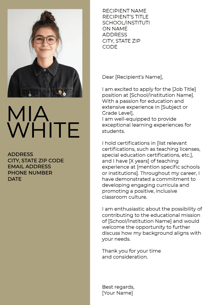Professional Tan Cover-Letter with Modern Design