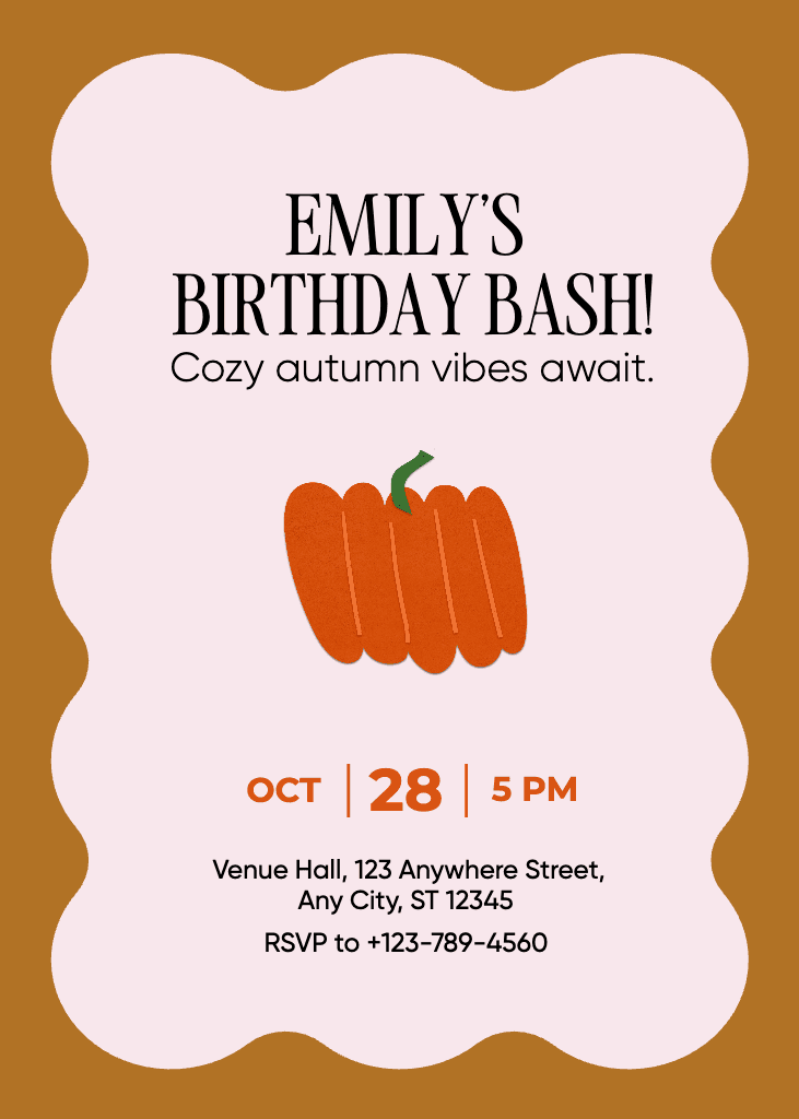 Cozy Autumn Invitation with Pumpkin Design