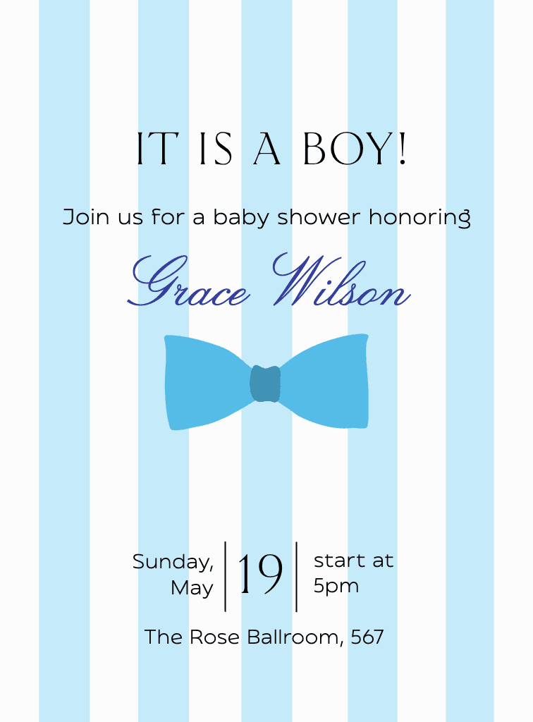 Charming Blue Baby Shower Invitation Design