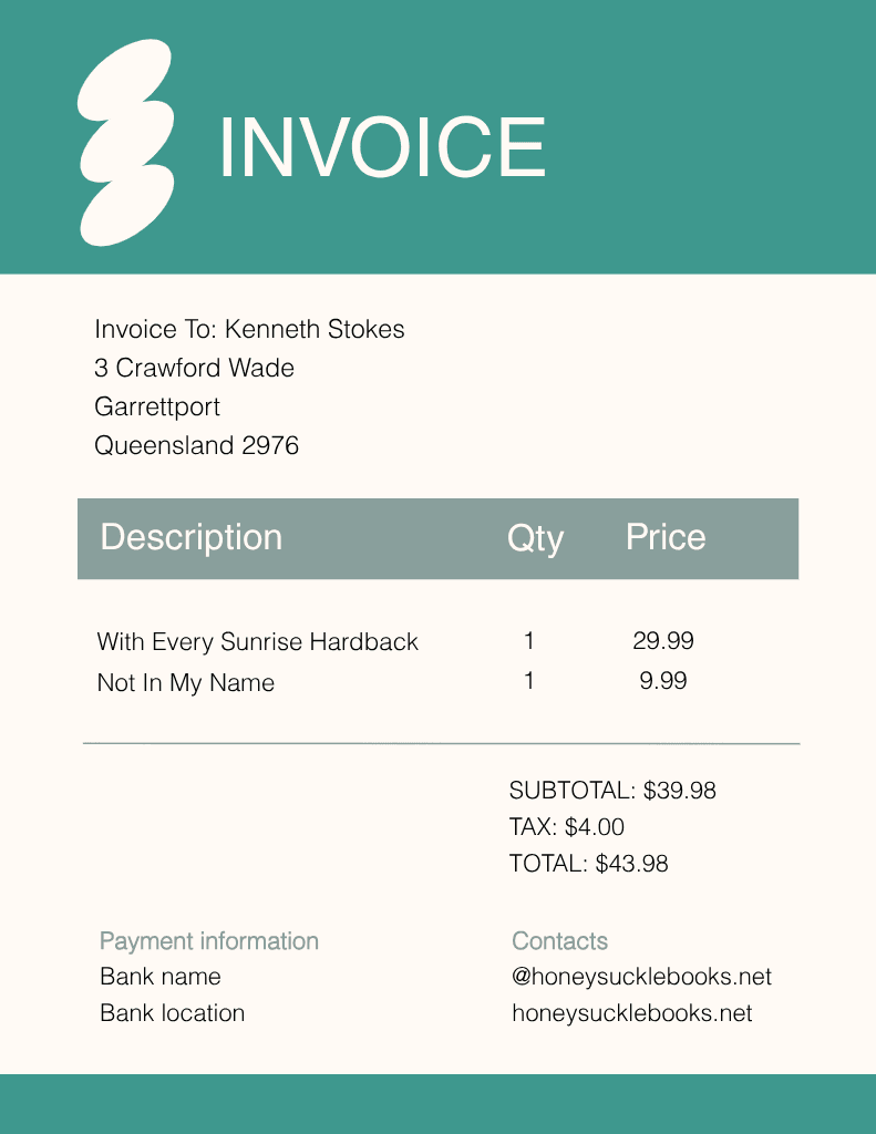 Elegant Teal Invoice Template With Calm Design