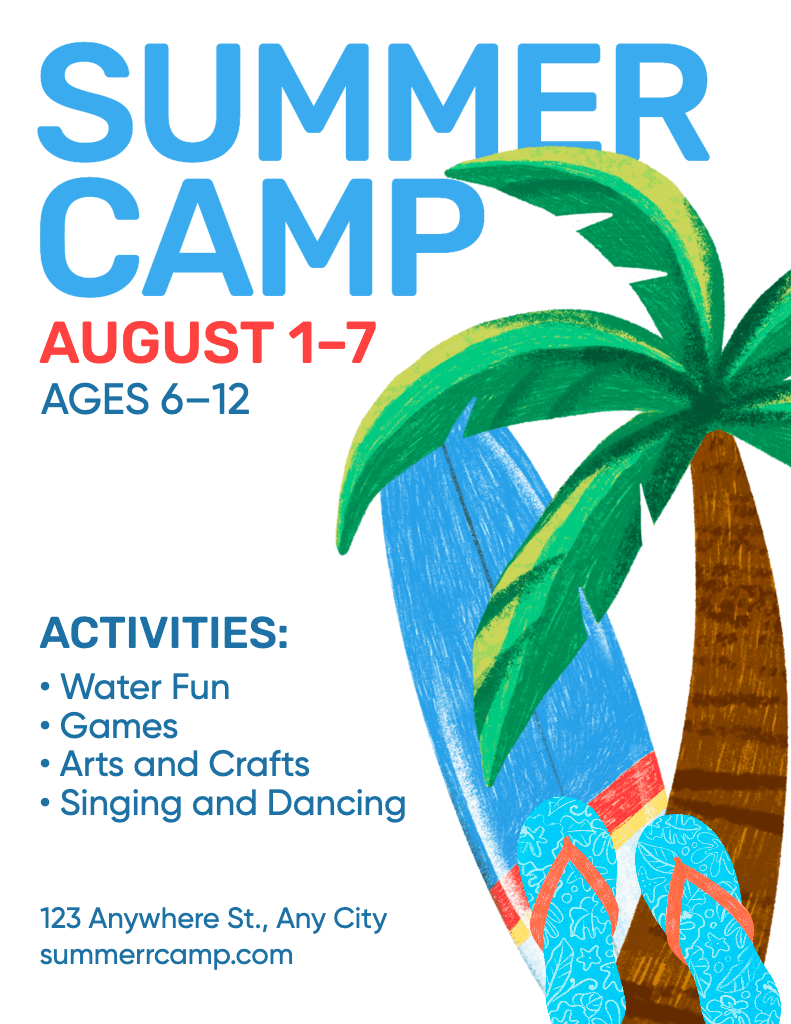 Blue and Green Summer Camp Flyer