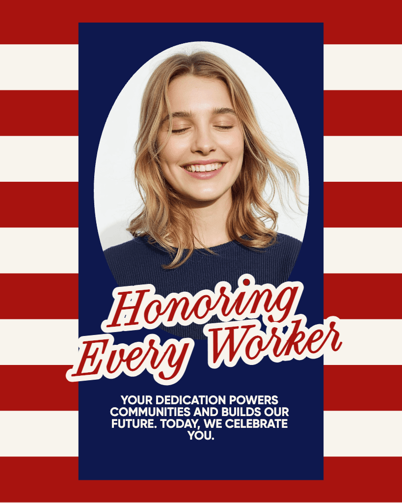 Honoring Every Worker Instagram Portrait in Red