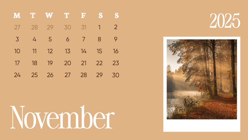 Warm Autumn General Calendar for 2025