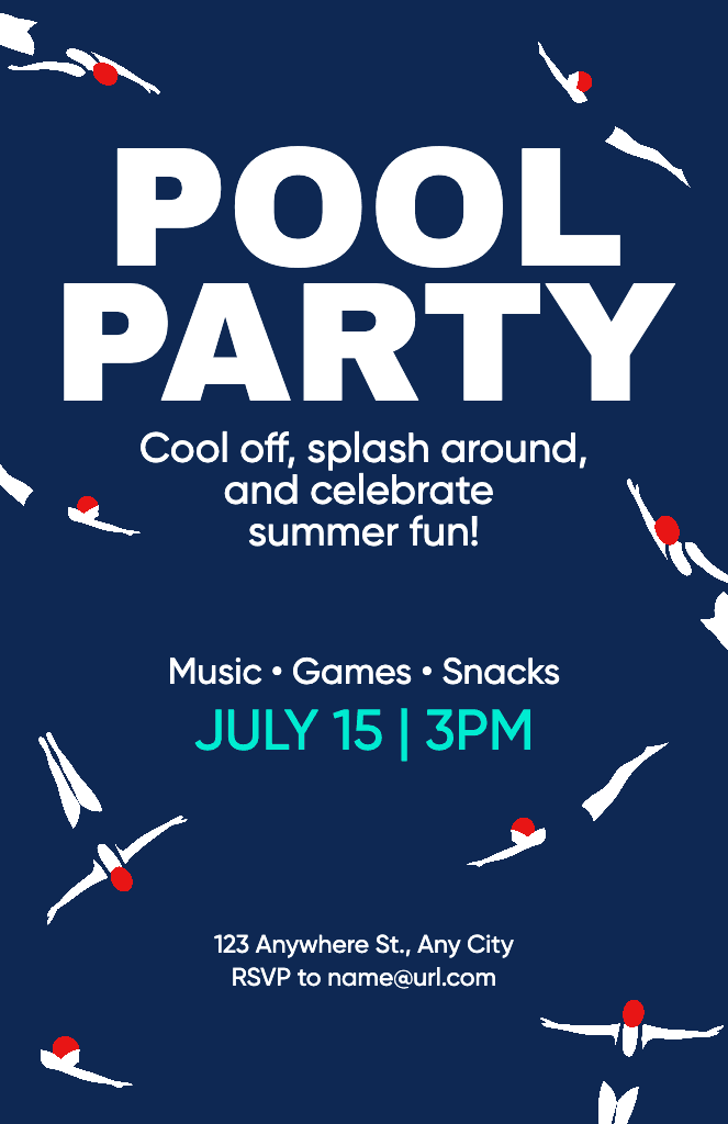 Vibrant Blue Pool Party Poster Celebration