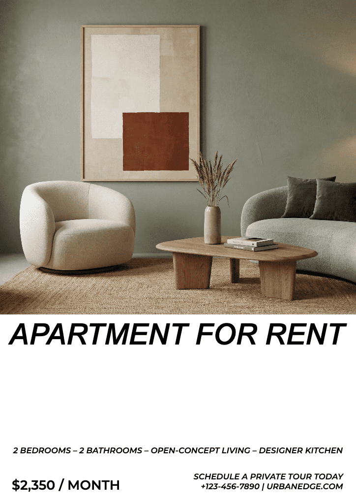 Chic Apartment Rental Flyer in Beige and Green