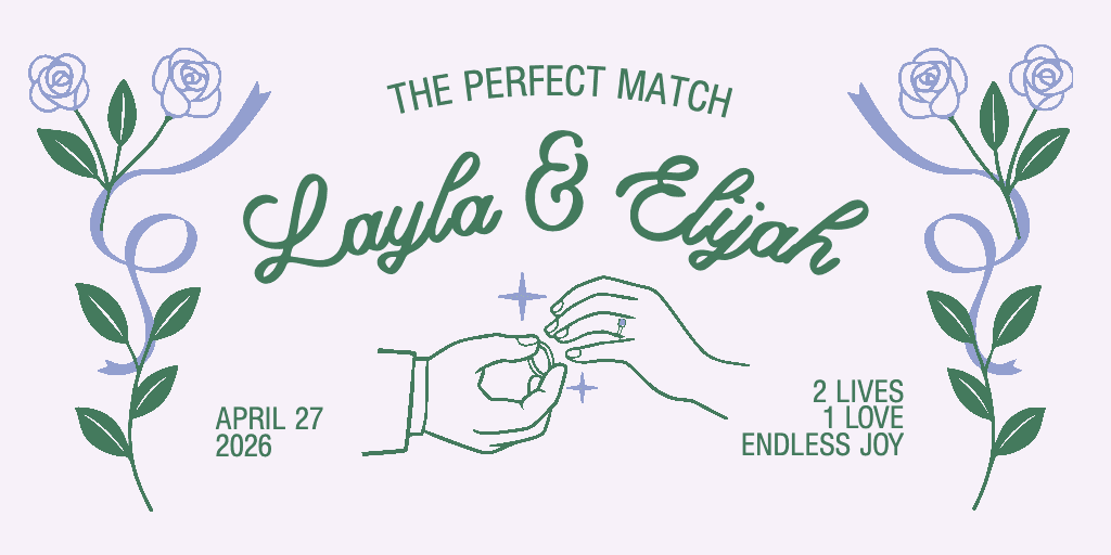 Romantic Engagement Banner Green Lavender Elegance