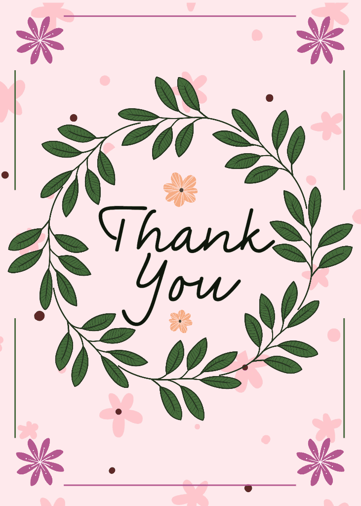 Charming Pink Floral Thank You Card