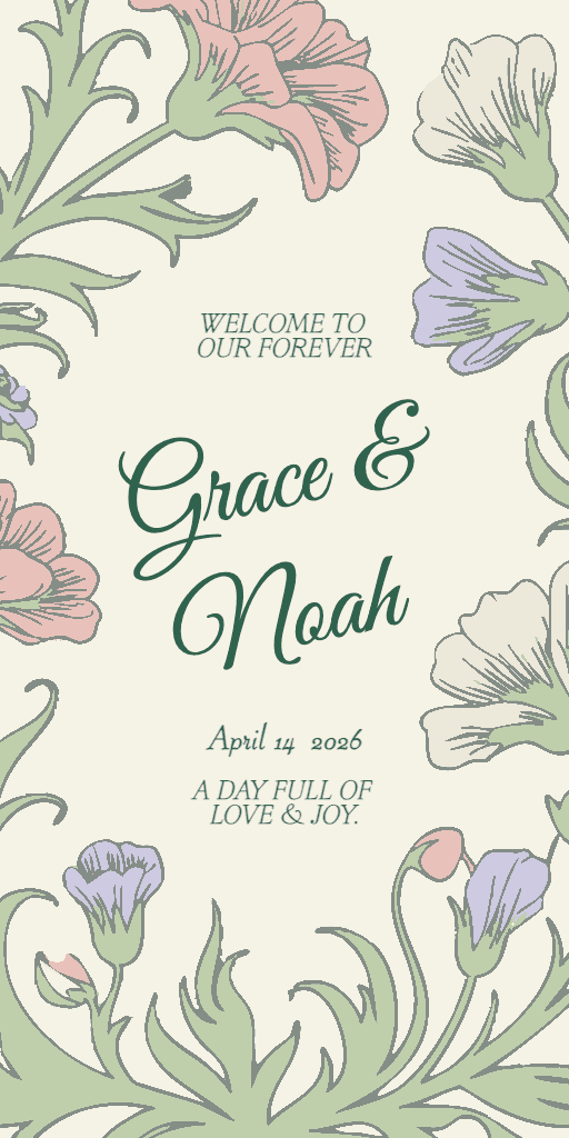 Wedding Invitation Banner with Green and Pink Florals