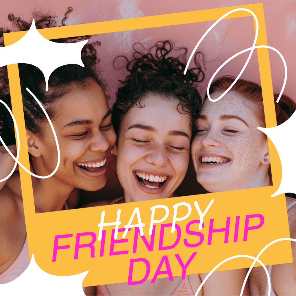 Happy Friendship Instagram Square Post Pink Yellow