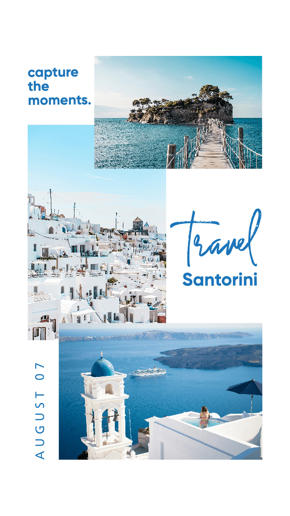 Blue Themed Travel Instagram-Story for Santorini