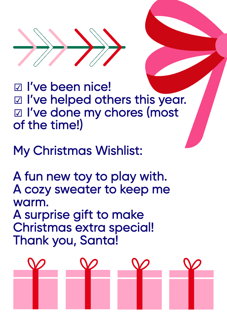 Cheerful Christmas Wishlist Letter with Pink Accents
