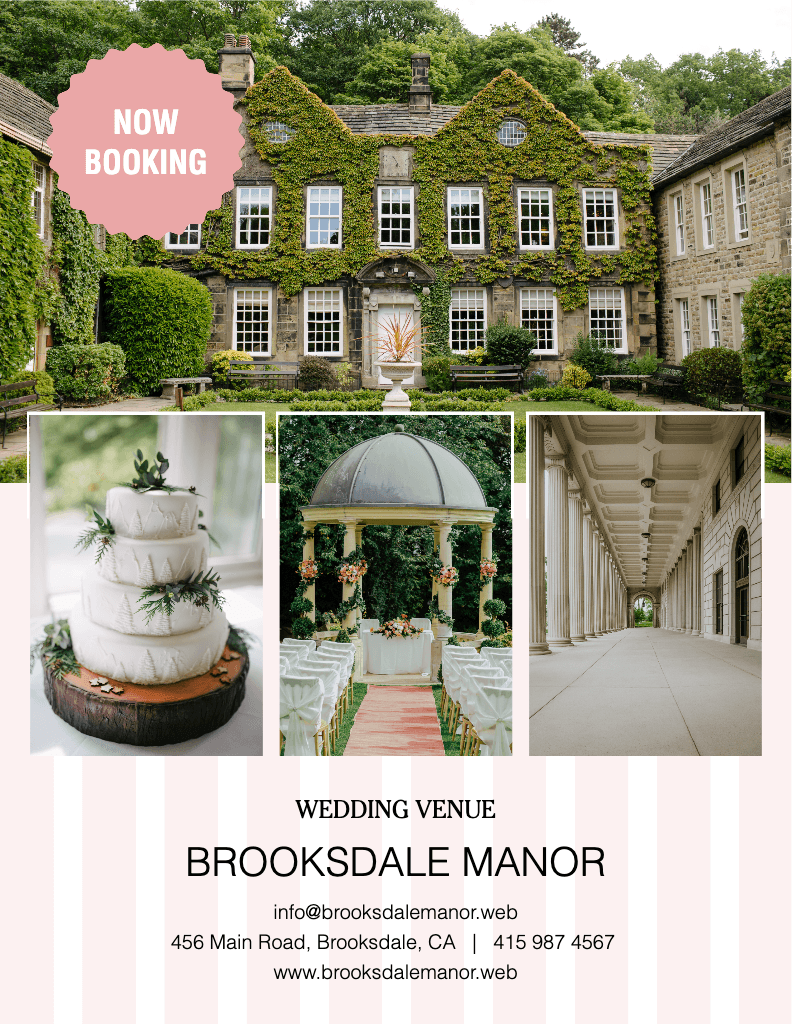 Elegant Pink Manor Wedding Venue Poster