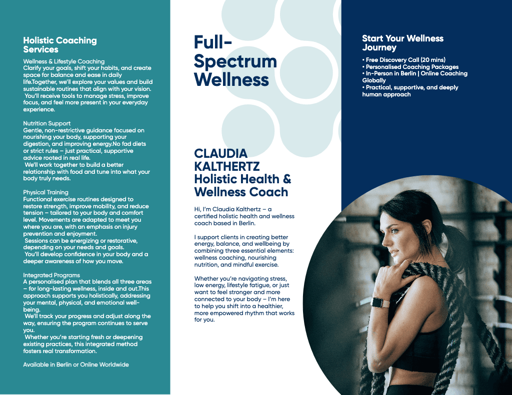 Holistic Blue Brochure for Wellness Coaching