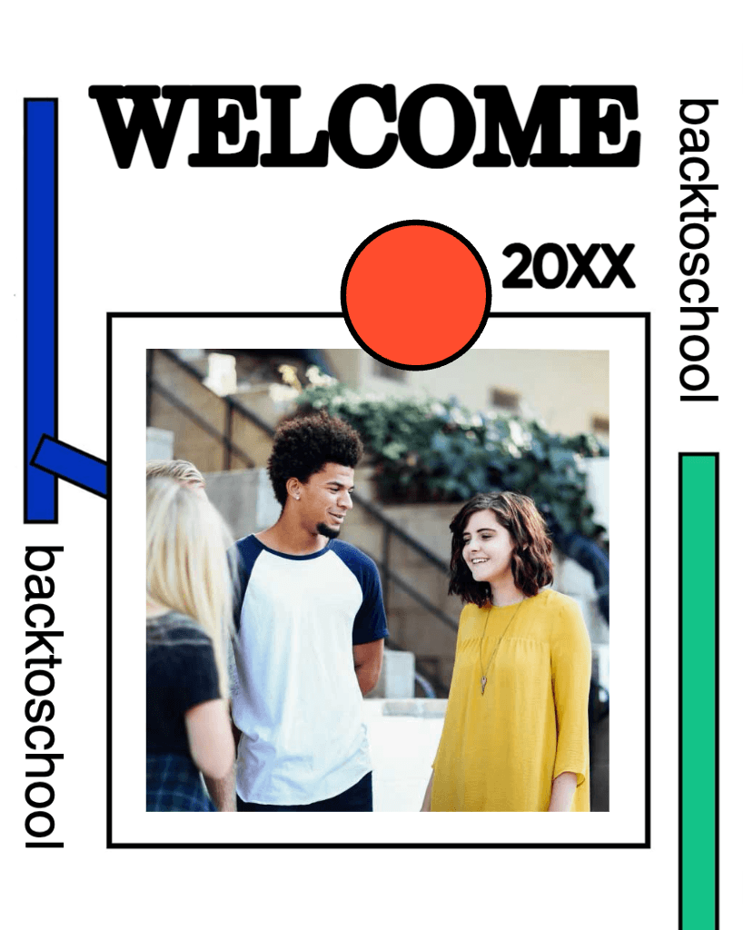 Vibrant Blue Instagram-Portrait Post for School Welcome