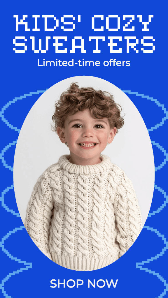 Cozy Kids Sweaters Instagram-Story in Blue