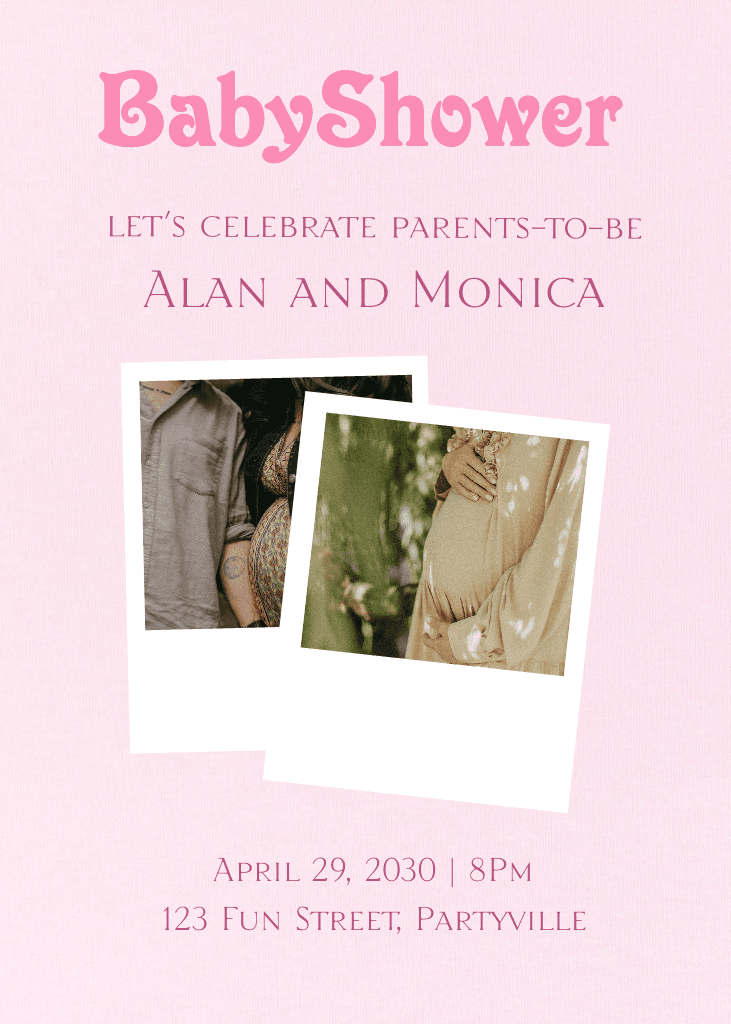 Beautiful Pink Baby Shower Invitation Design