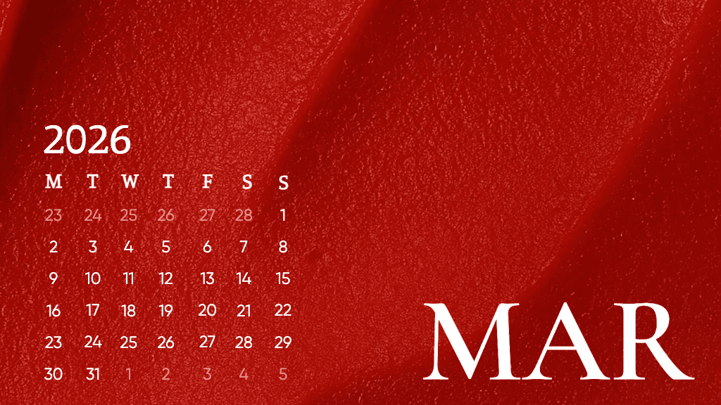 Vibrant Red March 2026 General-Calendar Template