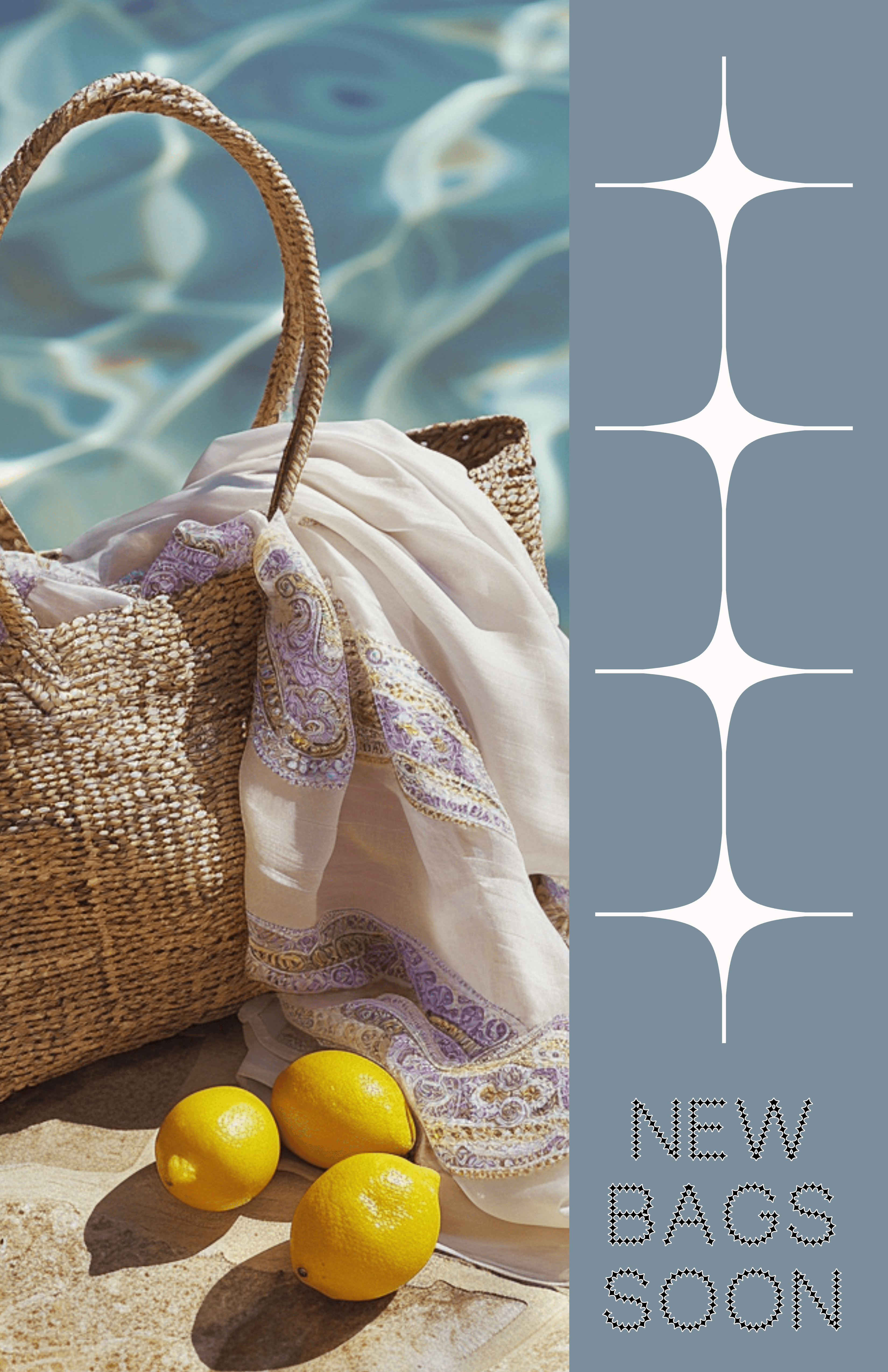 Chic Summer Bags Poster in Sky Blue