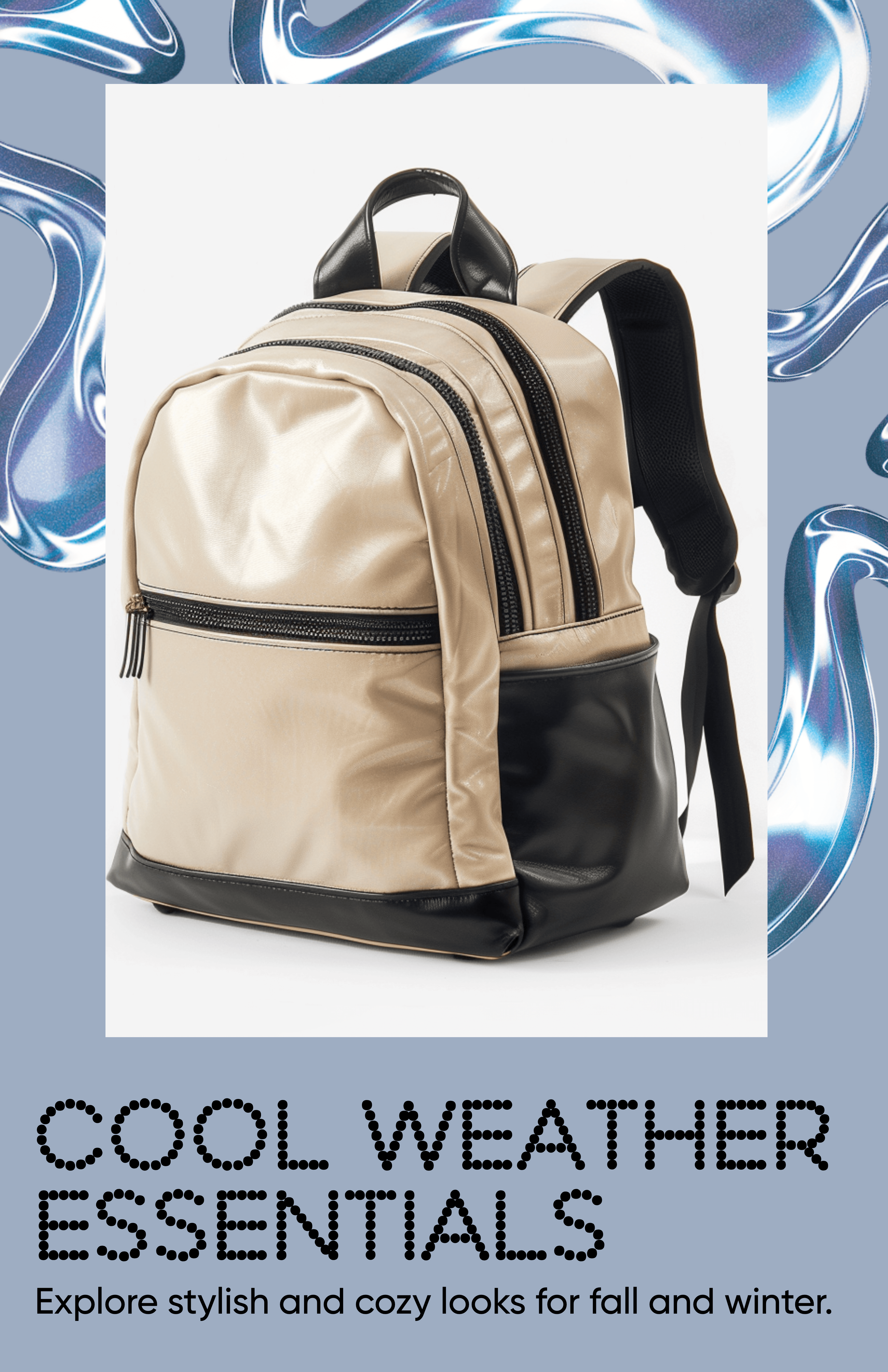 Stylish Beige Backpack Poster for Fall Wardrobe