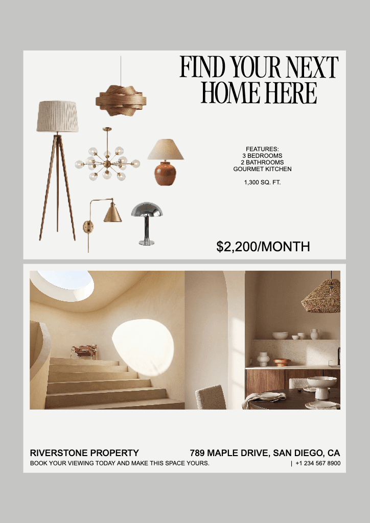 Elegant Beige Real Estate Flyer For Rent