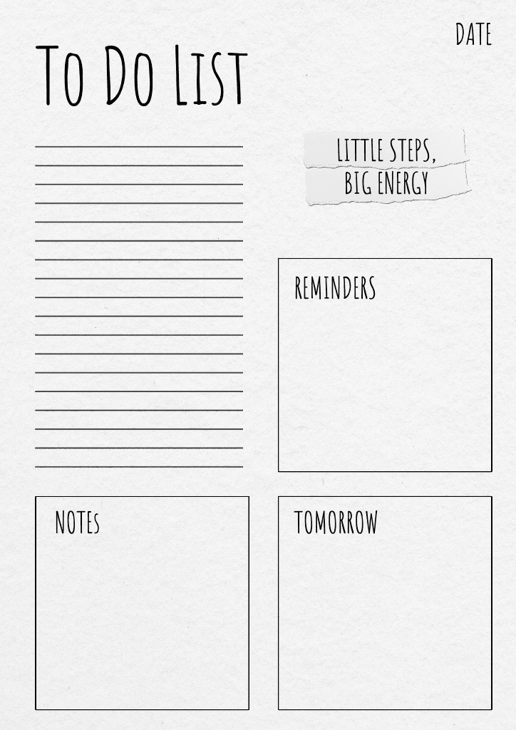 Minimalist A4 To Do List Template in White