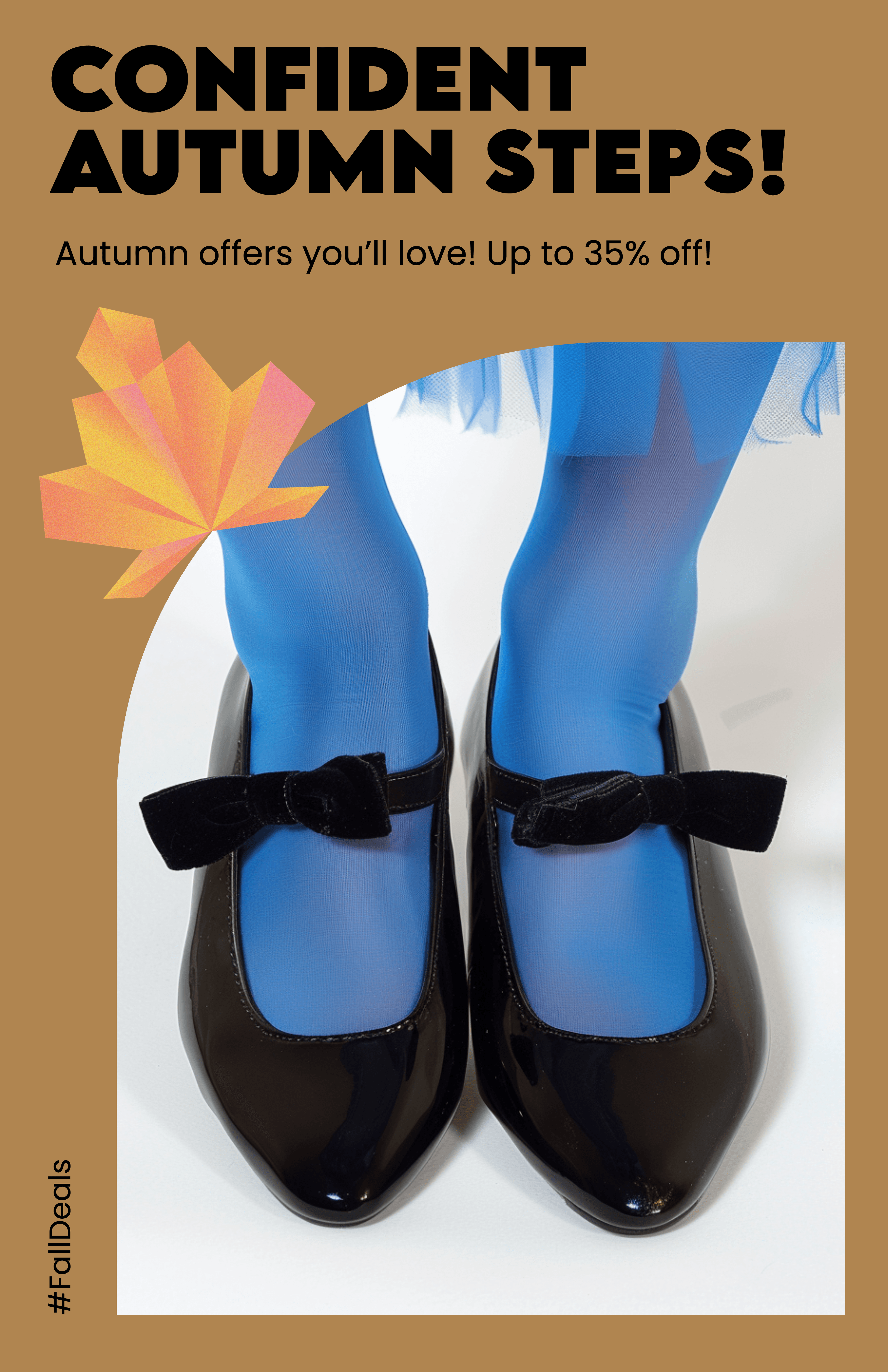 Confident Autumn Steps Poster in Brown