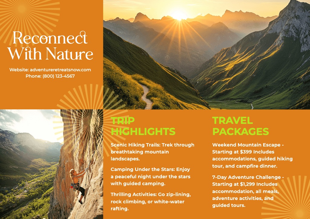 Reconnect With Nature Orange Brochure Design