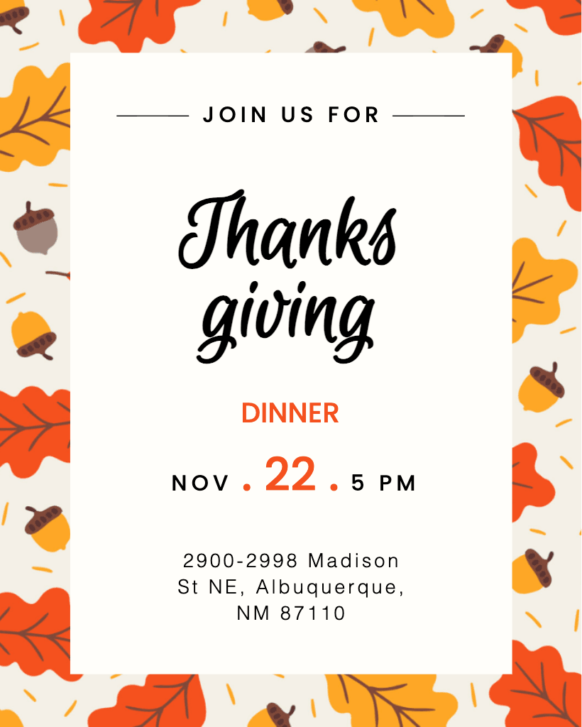 Autumn Orange Thanksgiving Dinner Poster Template