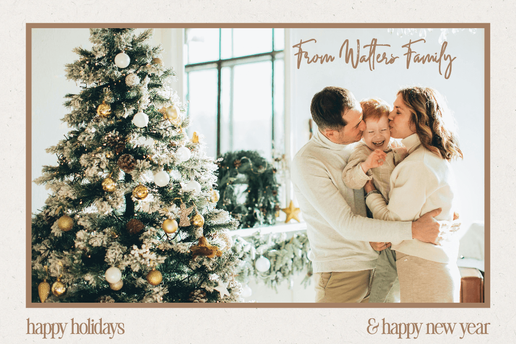 Elegant Holiday Postcard with Family Greeting