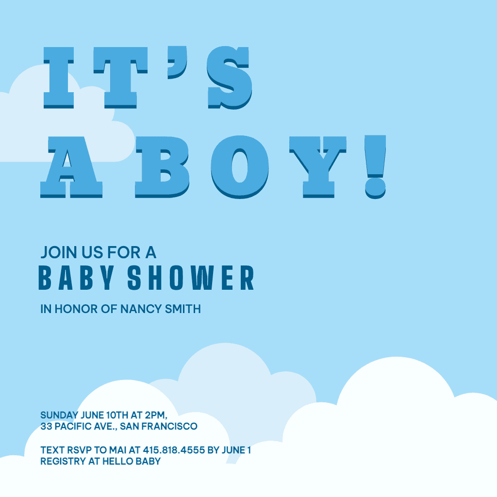 Sky Blue Baby Shower Invitation Post