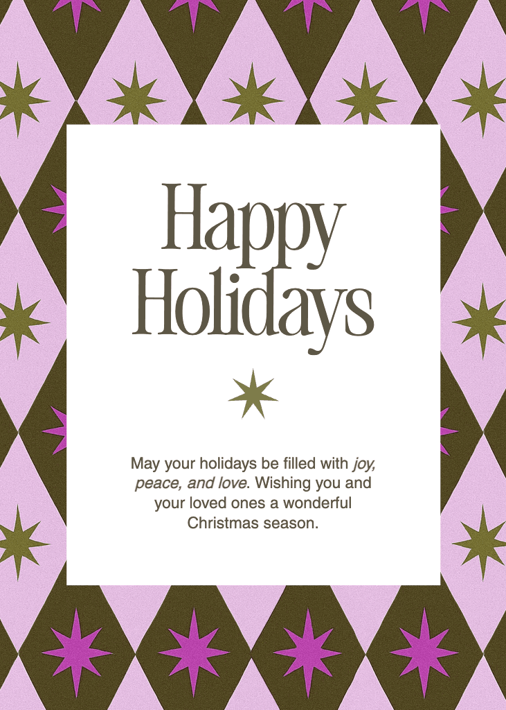 Elegant Pink and Brown Holiday Greeting Card