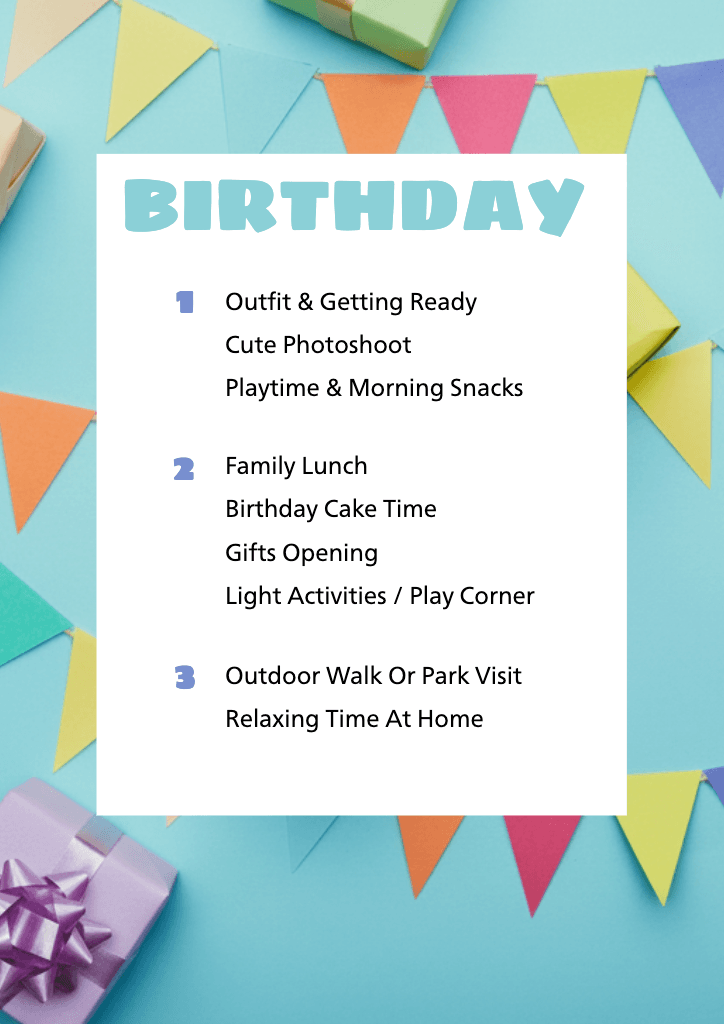 Bright Birthday Schedule A4 Announcement Poster