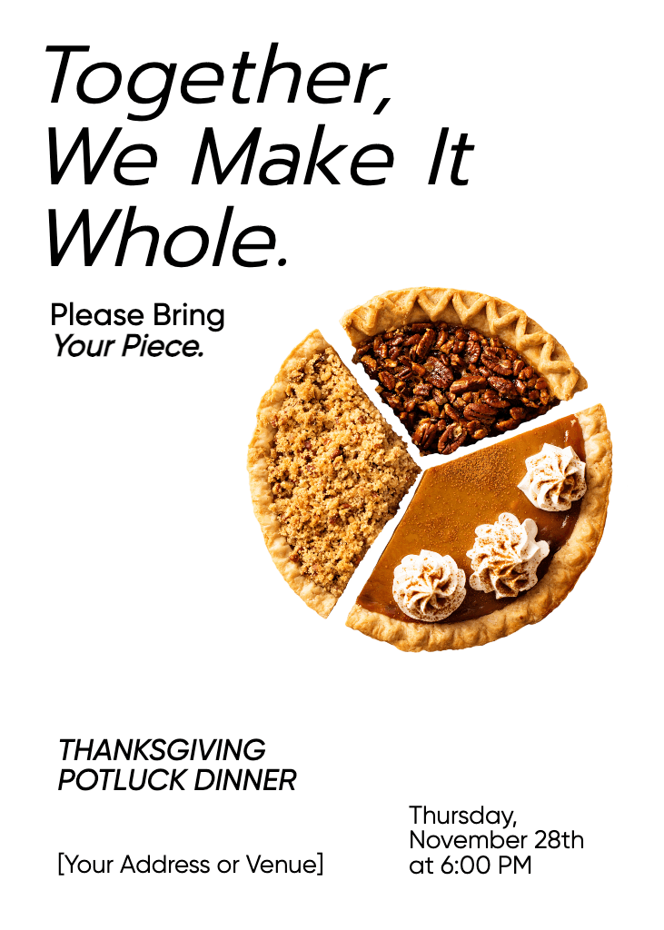 Warm Thanksgiving Potluck Invitation in White