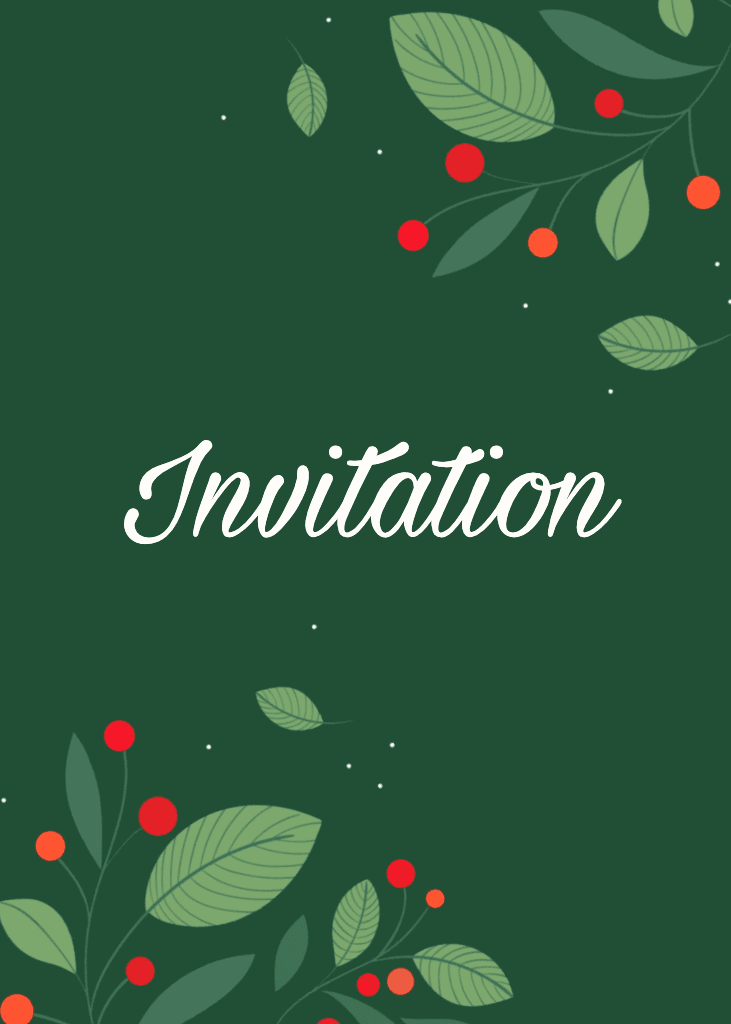 Elegant Green Leafy Invitation with Vibrant Berries