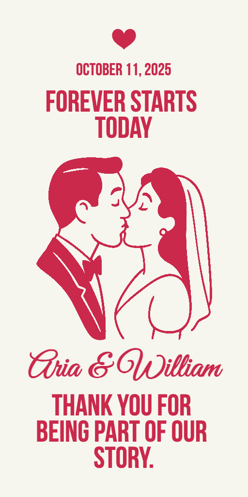 Elegant Wedding Banner in Romantic Red