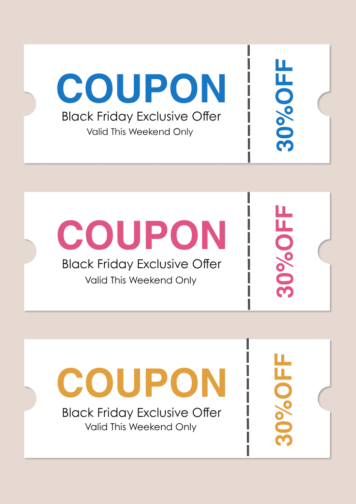 Trendy A4 Coupon Design in Blue and Pink
