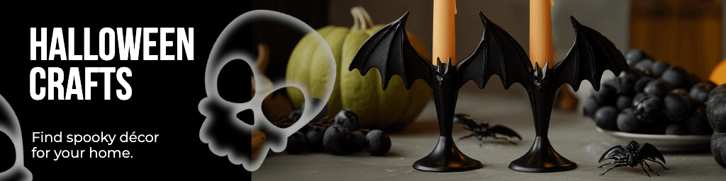 Spooky Halloween Crafts Etsy-Shop-Cover Black Theme