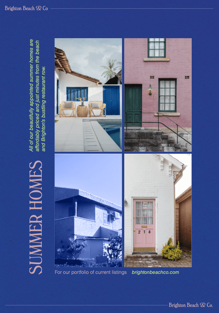 Chic Summer Homes Poster in Navy and Pink