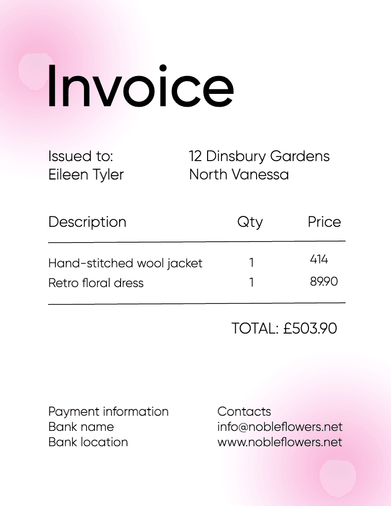Chic Pink Gradient Invoice Template Design