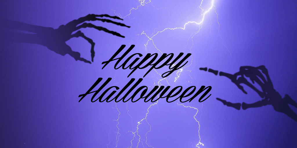 Spooky Halloween Banner with Purple Lightning