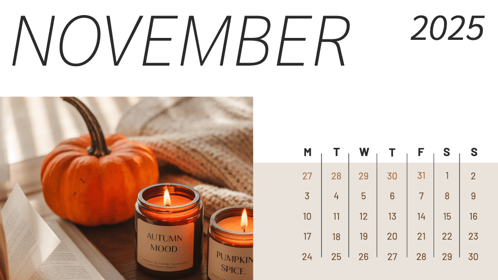 Cozy November Vibes General-Calendar in Orange