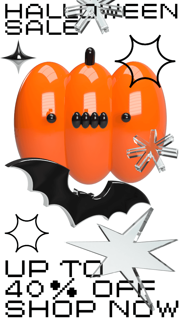 Spooky Orange Halloween Sale Poster Design