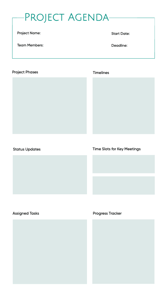 Elegant Teal Project Agenda Template Layout