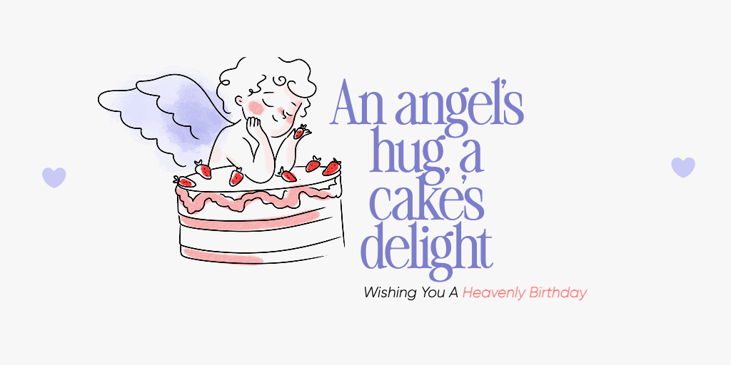 Heavenly Birthday Banner with Angel and Cake