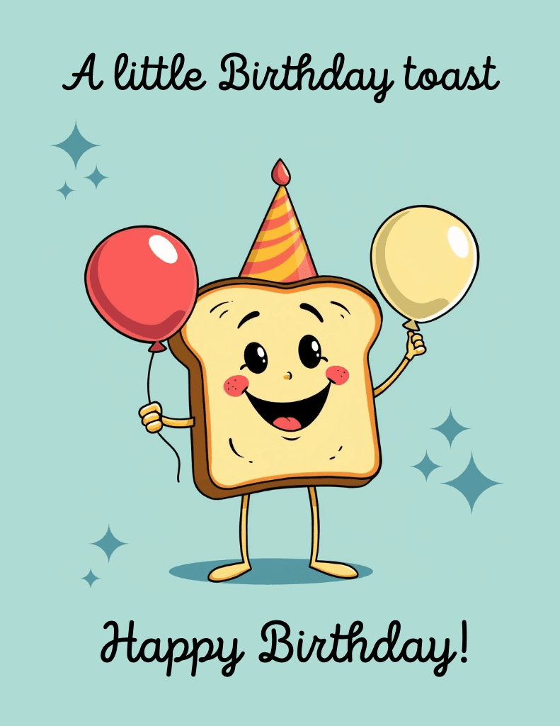 Cheerful Birthday Toast Greeting Card Blue