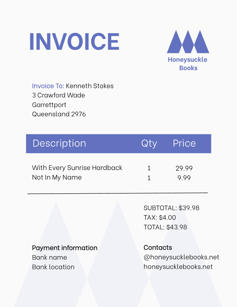 Professional Blue Invoice Template With Details