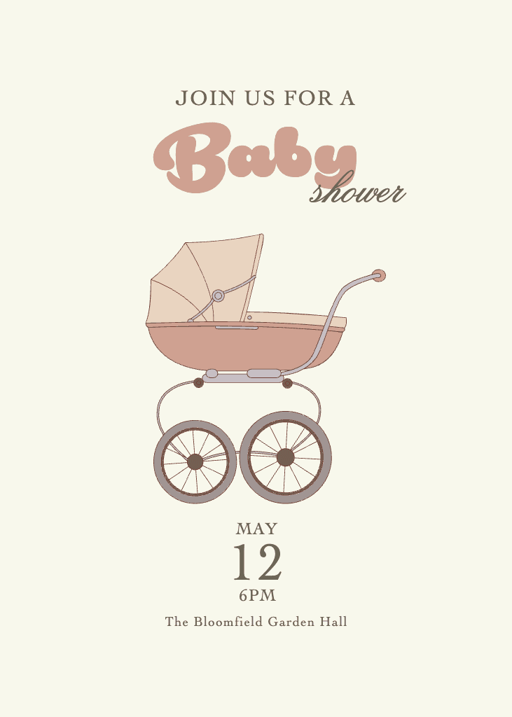 Charming Beige Baby Shower Invitation Design