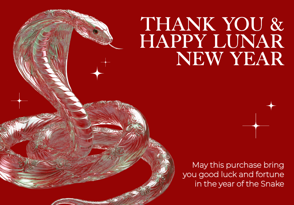 Red Lunar New Year Greeting Card Snake