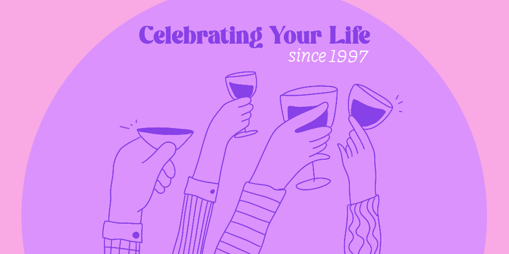 Celebration Banner in Vibrant Purple and Pink