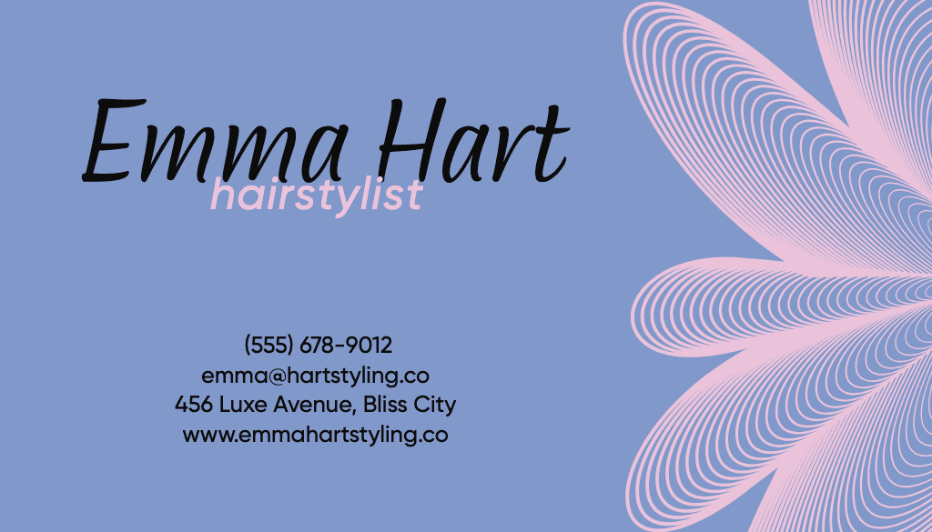 Elegant Blue Business Card with Pink Details